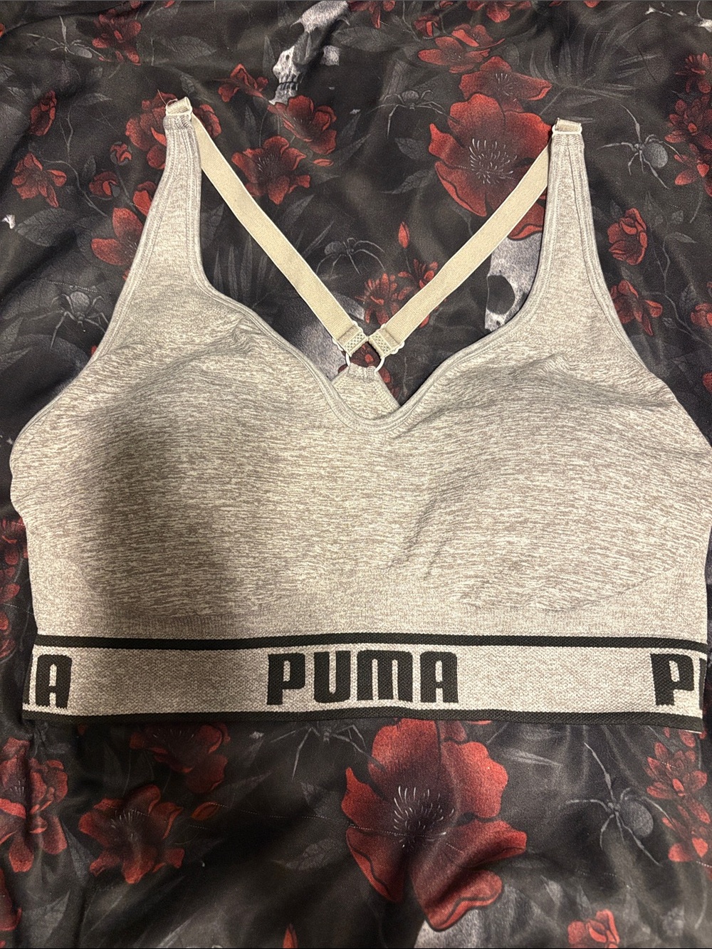 Puma Light Gray Seamless Racerback Sports Bra